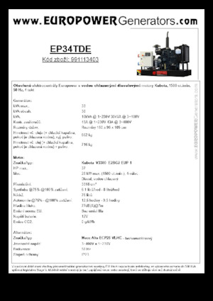 डीजल पावर जनरेटर Europower EP34TDE (MA)