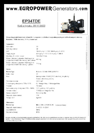 डीजल पावर जनरेटर Europower EP34TDE (MA)