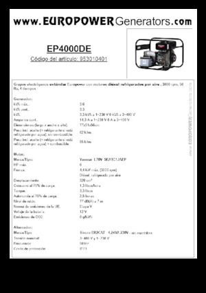 डीजल पावर जनरेटर Europower EP4000DE (S)
