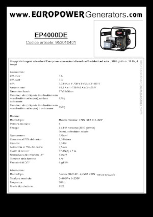 डीजल पावर जनरेटर Europower EP4000DE (S)