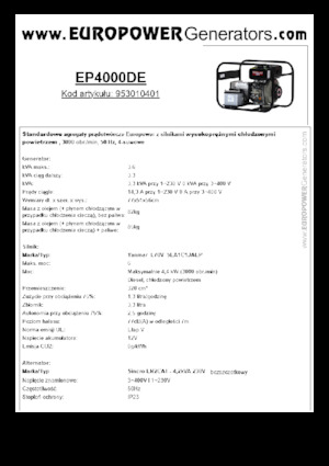 डीजल पावर जनरेटर Europower EP4000DE (S)