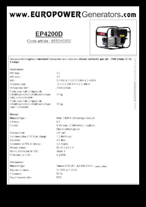 डीजल पावर जनरेटर Europower EP4200D (S)