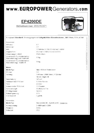 डीजल पावर जनरेटर Europower EP4200DE (S)