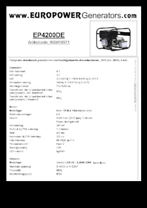 डीजल पावर जनरेटर Europower EP4200DE (S)