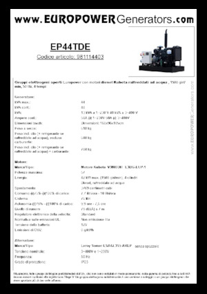डीजल पावर जनरेटर Europower EP44TDE (LS)