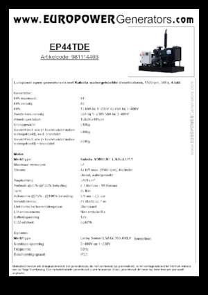 डीजल पावर जनरेटर Europower EP44TDE (LS)
