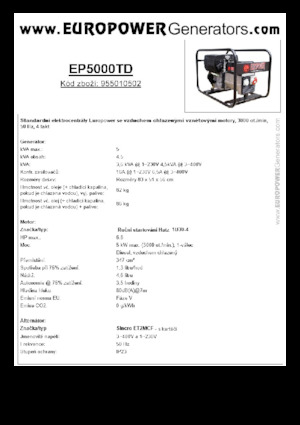 डीजल पावर जनरेटर Europower EP5000TD (S)