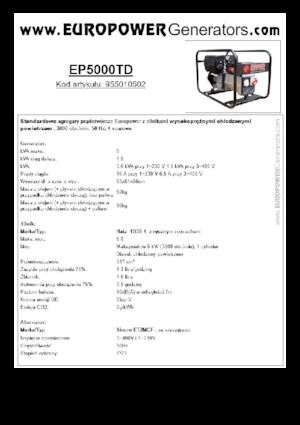 डीजल पावर जनरेटर Europower EP5000TD (S)
