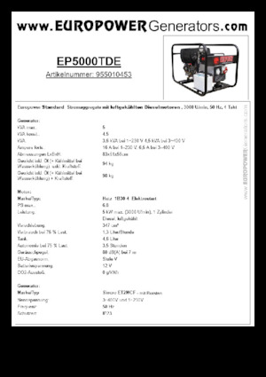 डीजल पावर जनरेटर Europower EP5000TDE (S)