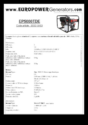 डीजल पावर जनरेटर Europower EP5000TDE (S)