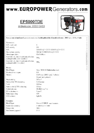 डीजल पावर जनरेटर Europower EP5000TDE (S)