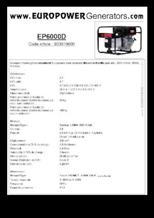 डीजल पावर जनरेटर Europower EP6000D (S)