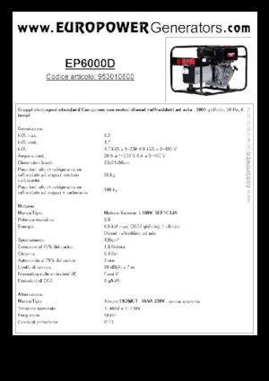 डीजल पावर जनरेटर Europower EP6000D (S)