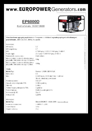 डीजल पावर जनरेटर Europower EP6000D (S)