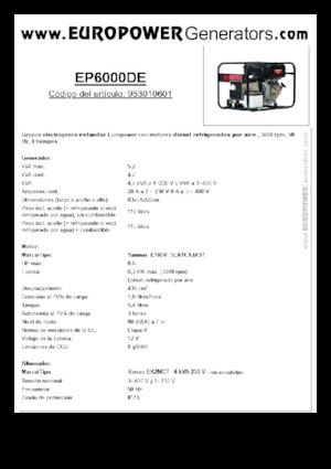डीजल पावर जनरेटर Europower EP6000DE (S)