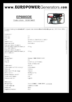 डीजल पावर जनरेटर Europower EP6000DE (S)