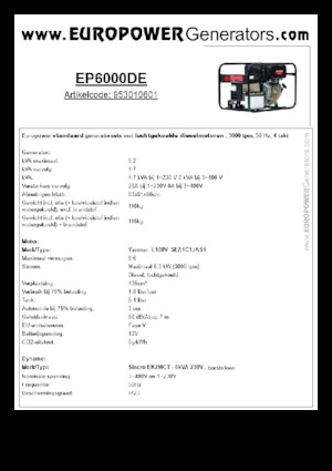 डीजल पावर जनरेटर Europower EP6000DE (S)