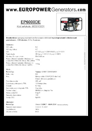 डीजल पावर जनरेटर Europower EP6000DE (S)