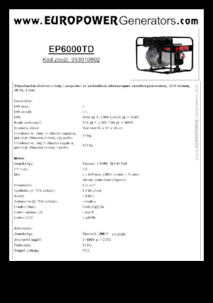 डीजल पावर जनरेटर Europower EP6000TD (S)