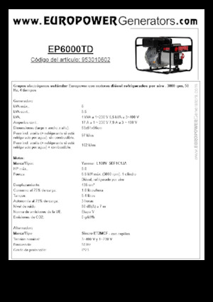 डीजल पावर जनरेटर Europower EP6000TD (S)