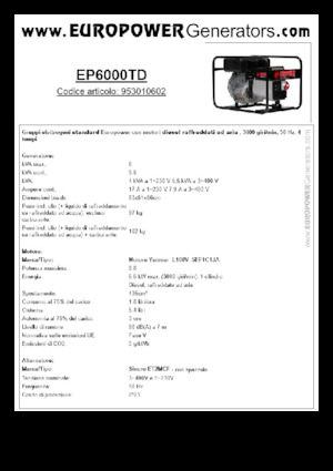 डीजल पावर जनरेटर Europower EP6000TD (S)