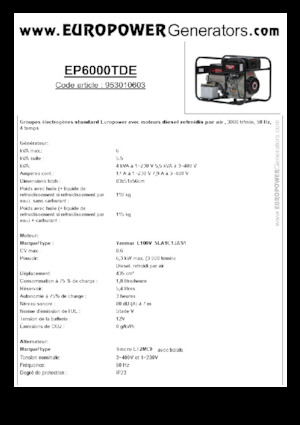 डीजल पावर जनरेटर Europower EP6000TDE (S)