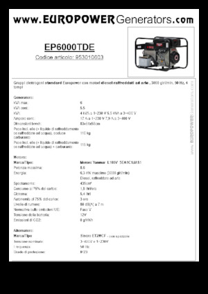 डीजल पावर जनरेटर Europower EP6000TDE (S)