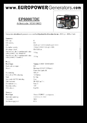डीजल पावर जनरेटर Europower EP6000TDE (S)