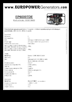 डीजल पावर जनरेटर Europower EP6000TDE (S)