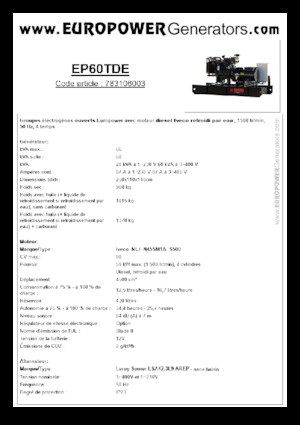 डीजल पावर जनरेटर Europower EP60TDE (LS)