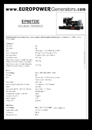 डीजल पावर जनरेटर Europower EP60TDE (MA)