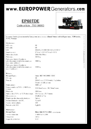 डीजल पावर जनरेटर Europower EP60TDE (MA)