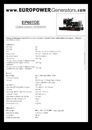 डीजल पावर जनरेटर Europower EP60TDE (MA)