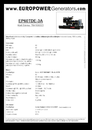 डीजल पावर जनरेटर Europower EP60TDE-3A (LS)