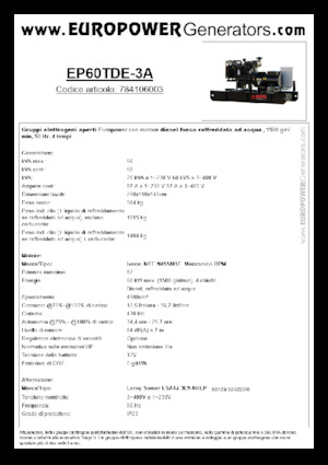 डीजल पावर जनरेटर Europower EP60TDE-3A (LS)