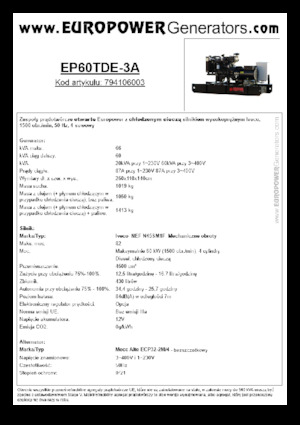 डीजल पावर जनरेटर Europower EP60TDE-3A (MA)