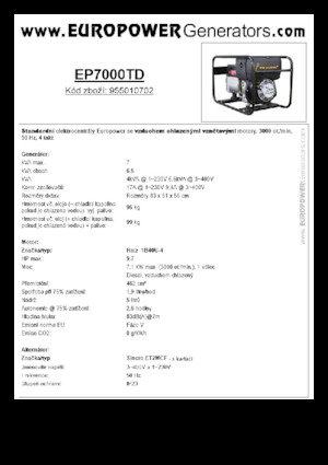 डीजल पावर जनरेटर Europower EP7000TD (S)