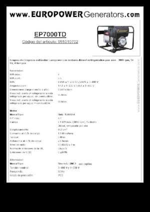 डीजल पावर जनरेटर Europower EP7000TD (S)