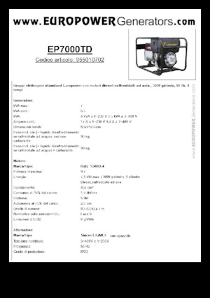 डीजल पावर जनरेटर Europower EP7000TD (S)