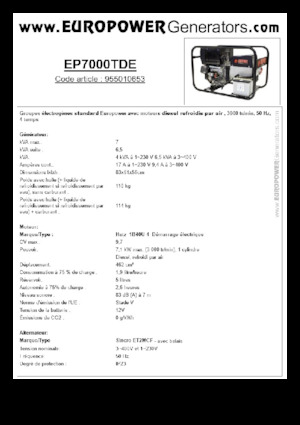 डीजल पावर जनरेटर Europower EP7000TDE (S)