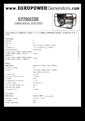 डीजल पावर जनरेटर Europower EP7000TDE (S)