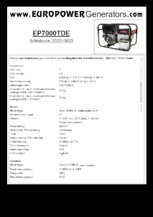 डीजल पावर जनरेटर Europower EP7000TDE (S)