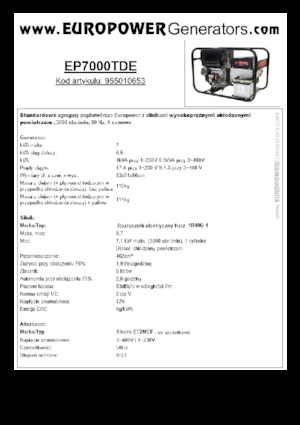 डीजल पावर जनरेटर Europower EP7000TDE (S)
