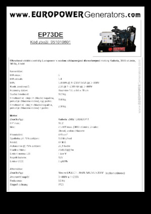 डीजल पावर जनरेटर Europower EP73DE (S)