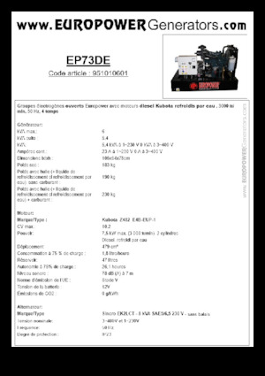डीजल पावर जनरेटर Europower EP73DE (S)
