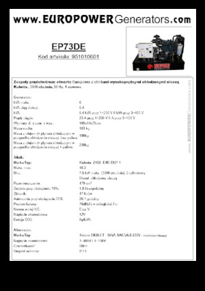 डीजल पावर जनरेटर Europower EP73DE (S)