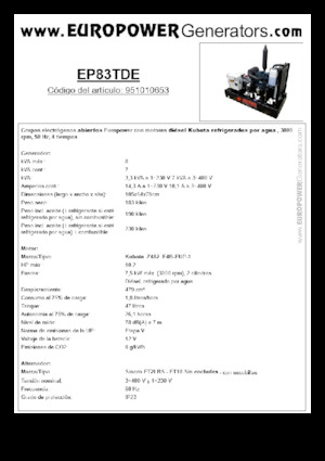डीजल पावर जनरेटर Europower EP83TDE (S)