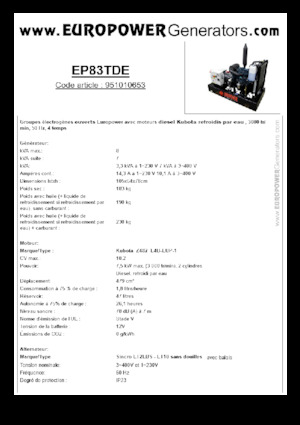 डीजल पावर जनरेटर Europower EP83TDE (S)