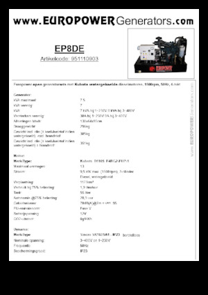डीजल पावर जनरेटर Europower EP8DE (S)
