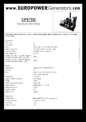डीजल पावर जनरेटर Europower EP9TDE (MA)